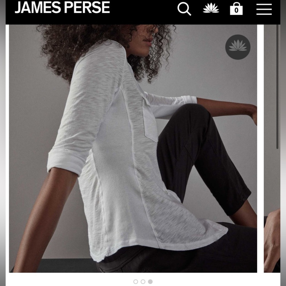 White Button-Up Side Panel James Perse Shirt